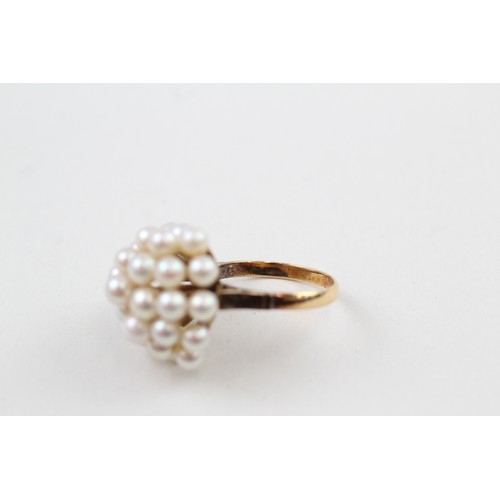 270 - AN 18CT GOLD, CULTURED PEARL CLUSTER RING, 

Weight: 6.8gms