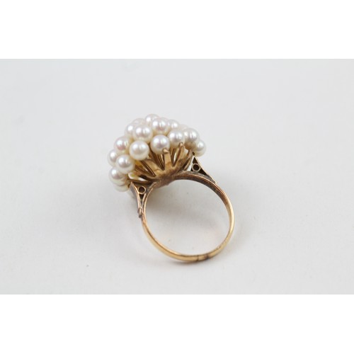 270 - AN 18CT GOLD, CULTURED PEARL CLUSTER RING, 

Weight: 6.8gms