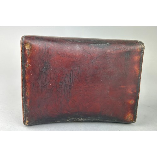 290 - A JAPANESE RED CINNABAR LACQUERED PILLOW, 

18cm x 13cm x 8cm