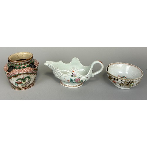 297 - THREE ANTIQUE CHINESE CERAMICS,

Largest 24cm L