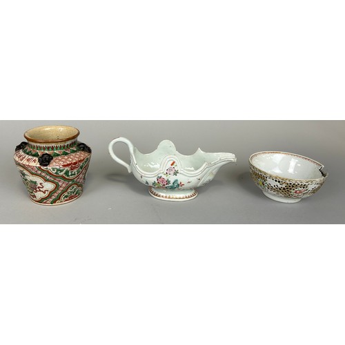 297 - THREE ANTIQUE CHINESE CERAMICS,

Largest 24cm L