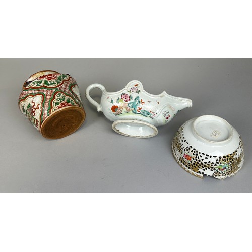 297 - THREE ANTIQUE CHINESE CERAMICS,

Largest 24cm L