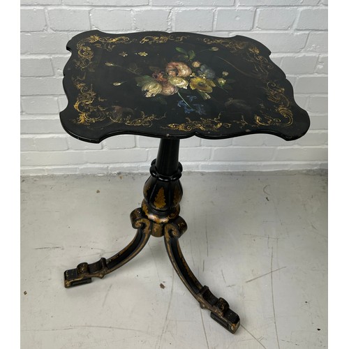 778 - A VICTORIAN PAPIER-MACHE ON TRIPOD SUPPORTS, 

70cm H