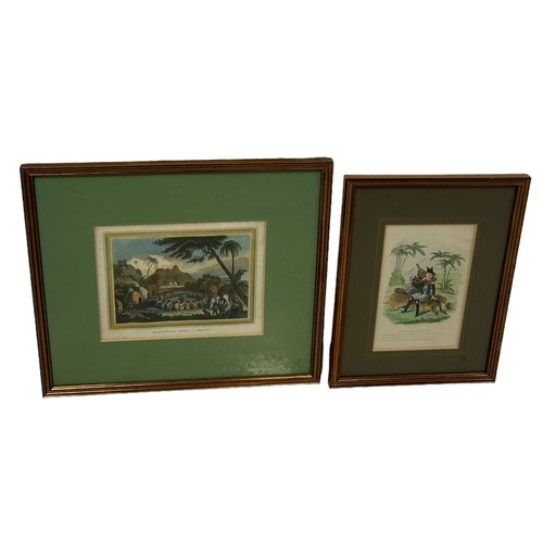 794 - TWO HAND COLOURED PRINTS TO INCLUDE 'PETER SIMPLES FOREIGN ADVENTURE' AND 'HOTTENTOTS TRYING A CRIMI... 