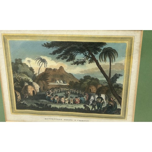 794 - TWO HAND COLOURED PRINTS TO INCLUDE 'PETER SIMPLES FOREIGN ADVENTURE' AND 'HOTTENTOTS TRYING A CRIMI... 