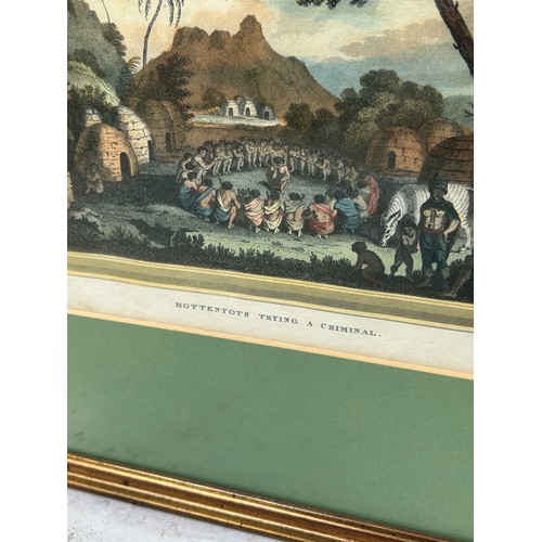 794 - TWO HAND COLOURED PRINTS TO INCLUDE 'PETER SIMPLES FOREIGN ADVENTURE' AND 'HOTTENTOTS TRYING A CRIMI... 