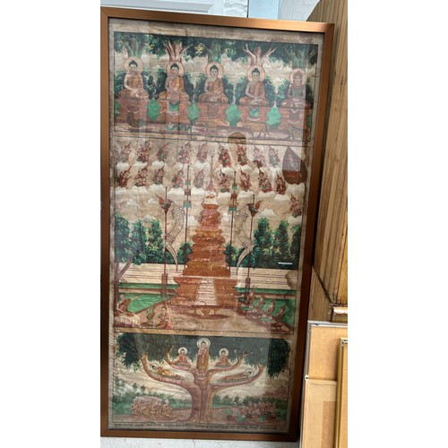 812 - A VERY LARGE 20TH CENTURY THANGKA, 

Framed and glazed. 

198cm x 98cm