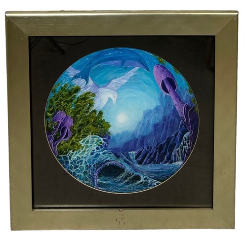 834 - A PSYCHADELIC PAINTING ON CANVAS SIGNED 'ROWSEN',

40cm x 40cm 

Mounted in a frame and glazed. 

58... 