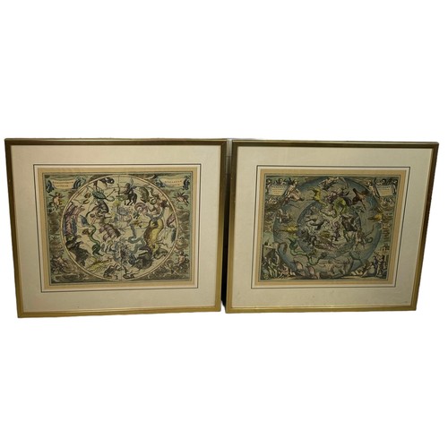 797 - AFTER ANDREAS CELLARIUS: TWO PRINTS DEPICTING HEMISPHAERIUM, 

51cm x 45cm each. 

Mounted in frames... 