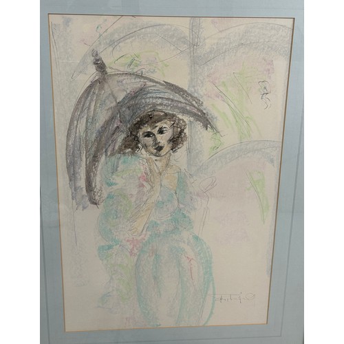 788 - TOM MERRIFIELD (B.1933-2021): A LARGE PASTEL DRAWING ON PAPER DEPICTING A LADY, 

76cm x 50cm 

Moun... 