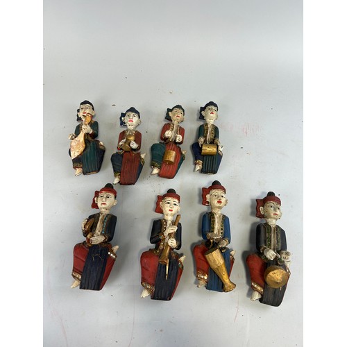 815 - A COLLECTION OF THAI FIGURES PLAYING INSTRUMENTS, 

Largest 24cm x 9cm