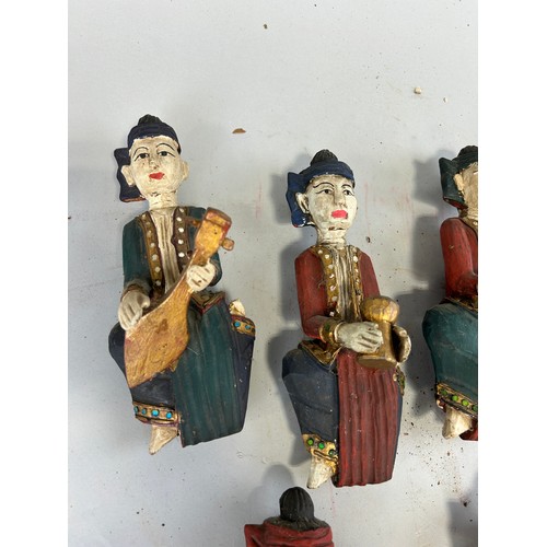 815 - A COLLECTION OF THAI FIGURES PLAYING INSTRUMENTS, 

Largest 24cm x 9cm