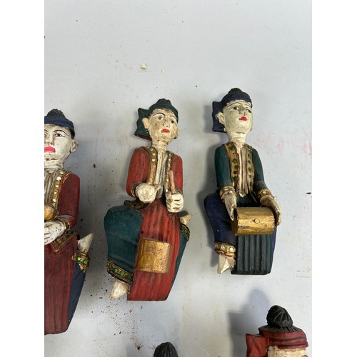 815 - A COLLECTION OF THAI FIGURES PLAYING INSTRUMENTS, 

Largest 24cm x 9cm