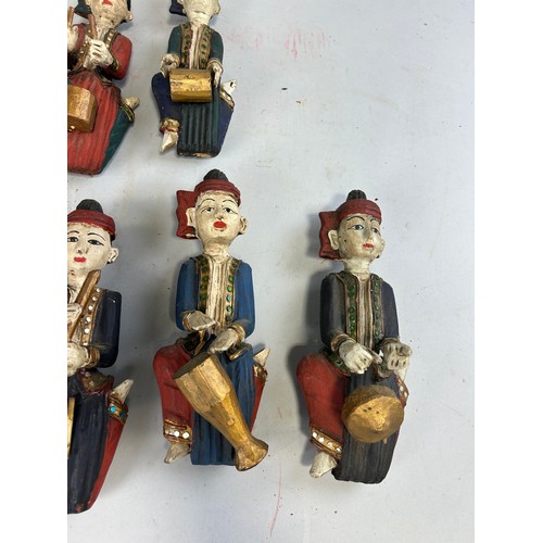 815 - A COLLECTION OF THAI FIGURES PLAYING INSTRUMENTS, 

Largest 24cm x 9cm