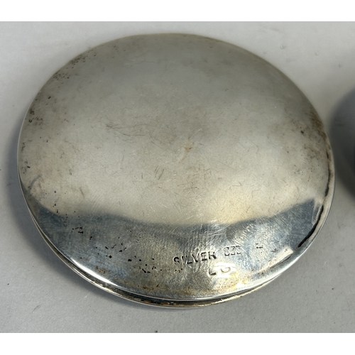 13 - JUDAICA 800 SILVER COMPACT AND MIRROR ALONG WITH A WHITE METAL ENAMEL BOX