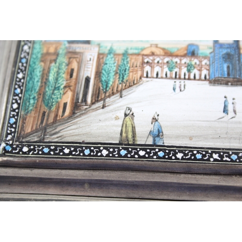 29 - .840 RUSSIAN SILVER ENAMEL DETAILED CIGARETTE BOX