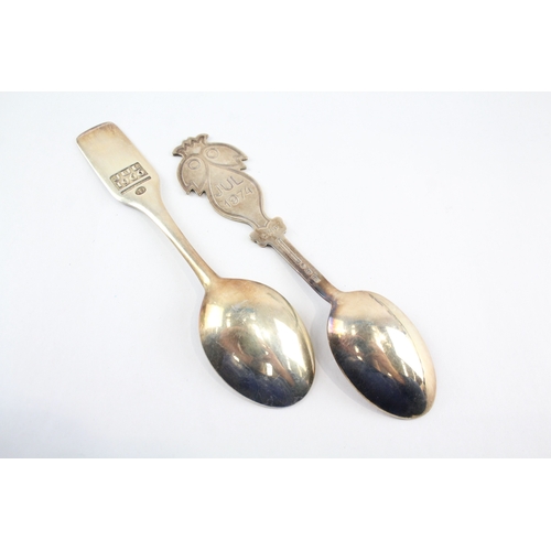 39 - 2X A.MICHELSEN .925 STERLING SILVER DENMARK COMMEMO SPOONS W/ ENAMEL 91g