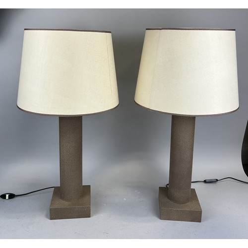 723 - A PAIR OF DESIGNER SHAGREEN TABLE LAMPS 47cm H