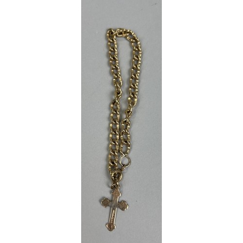 55 - A 9CT GOLD BRACELET WITH 9CT CROSS Weight: 11.1gms