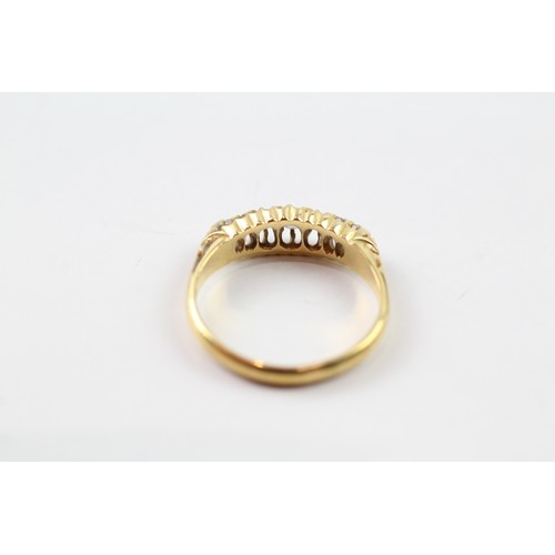 91 - AN 18 CT GOLD OLD CUT DIAMOND FIVE STONE RING Weight: 3.5gms