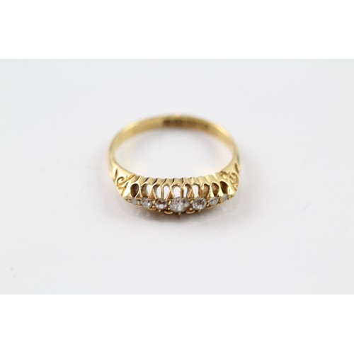 91 - AN 18 CT GOLD OLD CUT DIAMOND FIVE STONE RING Weight: 3.5gms