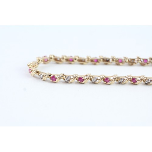 99 - A 9CT GOLD RUBY AND DIAMOND BRACELET Weight: 5.7gms