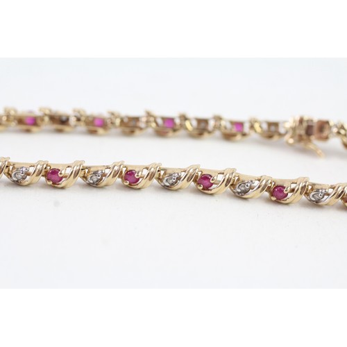 99 - A 9CT GOLD RUBY AND DIAMOND BRACELET Weight: 5.7gms