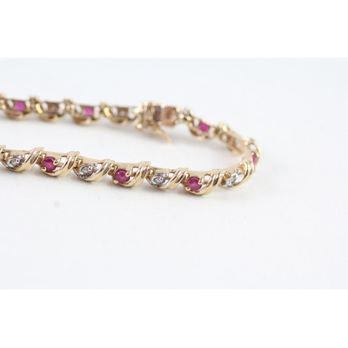 99 - A 9CT GOLD RUBY AND DIAMOND BRACELET Weight: 5.7gms