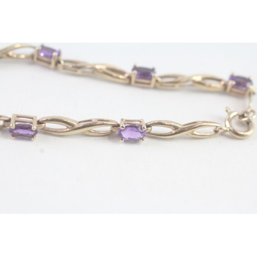 110 - A 9CT GOLD AMETHYST BRACELET Weight: 4.4 gms