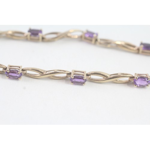 110 - A 9CT GOLD AMETHYST BRACELET Weight: 4.4 gms