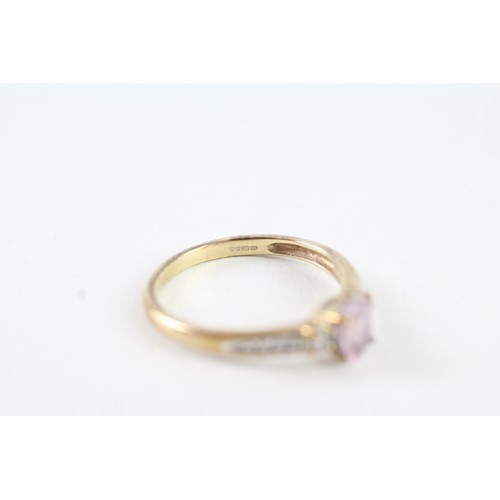 158 - A 9CT GOLD PINK GEMSTONE, DIAMON AND WHITE GEMSTONE DRESS RING Weight: 1.7 gms