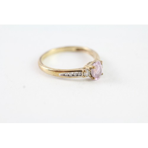 158 - A 9CT GOLD PINK GEMSTONE, DIAMON AND WHITE GEMSTONE DRESS RING Weight: 1.7 gms