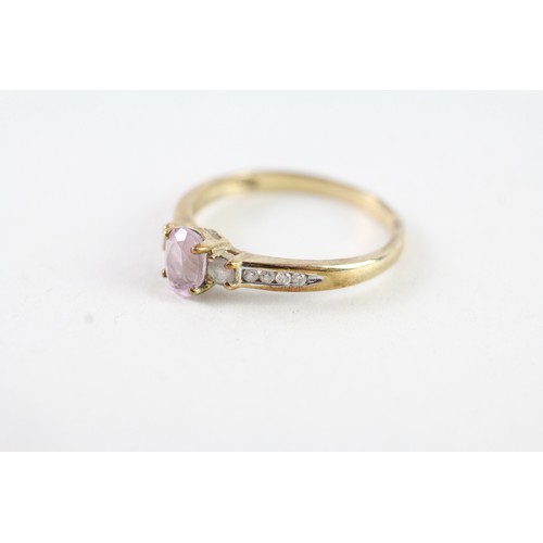 158 - A 9CT GOLD PINK GEMSTONE, DIAMON AND WHITE GEMSTONE DRESS RING Weight: 1.7 gms