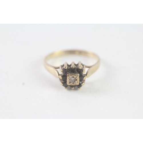 160 - A 9CT GOLD VINTAGE SAPPHIRE AND DIAMOND DRESS RING Weight: 2.3 gms