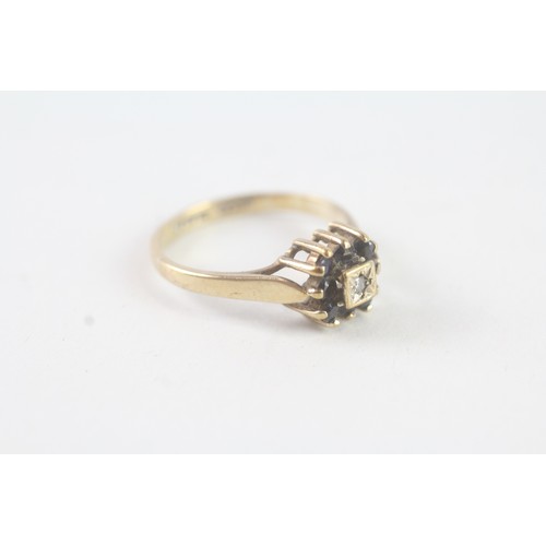 160 - A 9CT GOLD VINTAGE SAPPHIRE AND DIAMOND DRESS RING Weight: 2.3 gms