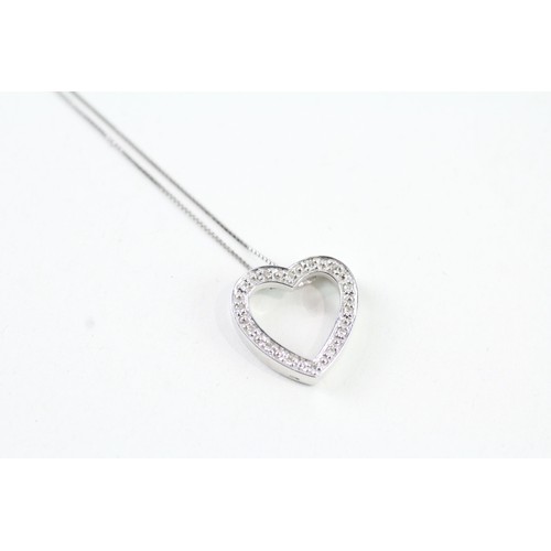 137 - A 9CT GOLD DIAMOND HEART SHAPED PENDANT NECKLACE Weight: 2.6 gms