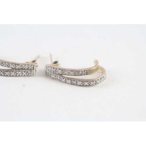 166 - A PAIR OF 9CT GOLD DIAMOND DROP EARRINGS Weight: 1.8 gms