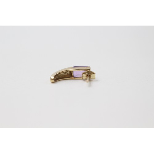 170 - A PAIR OF 9CT GOLD AMETHYST HALF HOOP EARRINGS Weight: 1.8gms