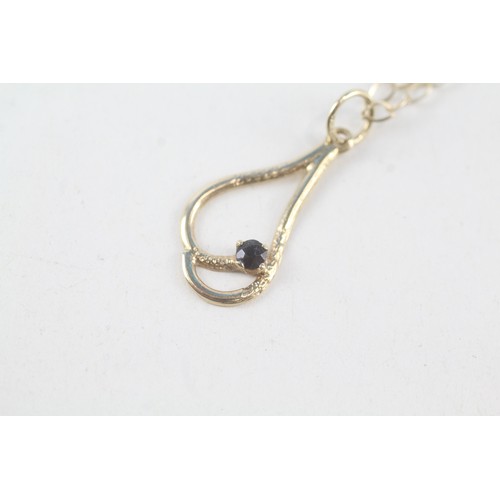 171 - A 9CT GOLD SAPPHIRE PENDANT NECKLACE Weight: 1.4gms