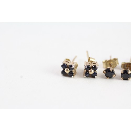 175 - TWO PAIRS OF 9CT GOLD SAPPHIRE STUD EARRINGS (2) Weight: 1.4 gms