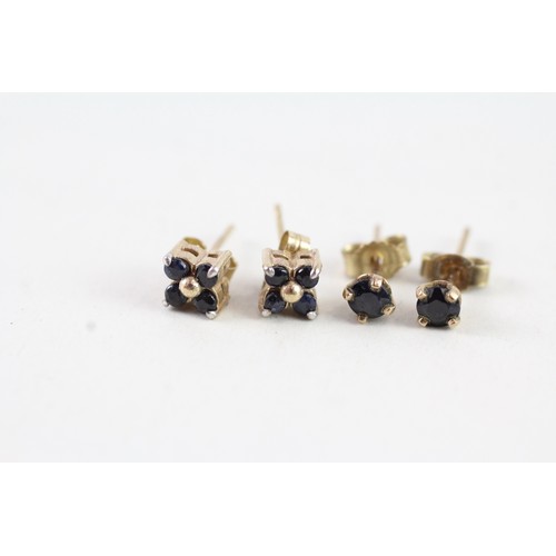 175 - TWO PAIRS OF 9CT GOLD SAPPHIRE STUD EARRINGS (2) Weight: 1.4 gms