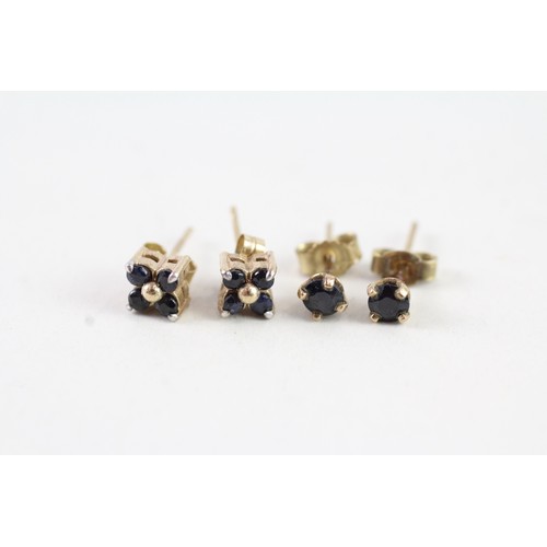 175 - TWO PAIRS OF 9CT GOLD SAPPHIRE STUD EARRINGS (2) Weight: 1.4 gms