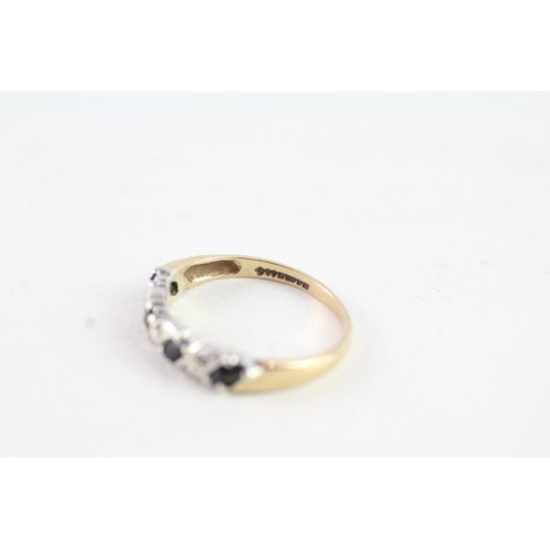 173 - A 9CT GOLD SAPPHIRE AND DIAMOND HALF ETERNITY RING Weight: 1.6 gms