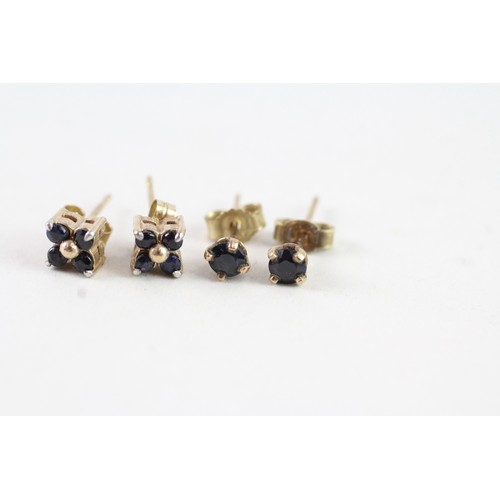 175 - TWO PAIRS OF 9CT GOLD SAPPHIRE STUD EARRINGS (2) Weight: 1.4 gms