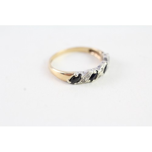 173 - A 9CT GOLD SAPPHIRE AND DIAMOND HALF ETERNITY RING Weight: 1.6 gms