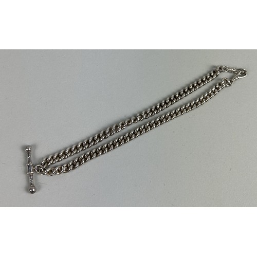 195 - A STERLING SILVER ALBERT CHAIN Weight: 64gms