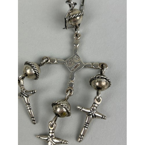 208 - A MEXICAN SILVER CROSS PENDANT ON SILVER CHAIN Weight: 27gms