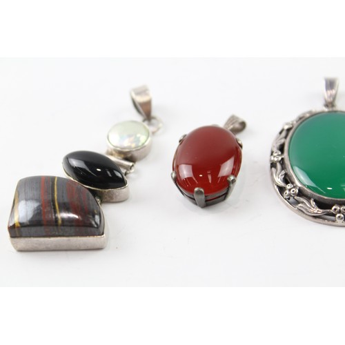 227 - SIX STERLING SILVER GEMSTONE PENDANTS (6) Weight: 67gms