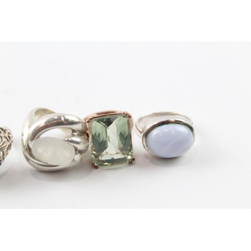 229 - A COLLECTION OF SILVER GEMSTONE COCKTAIL RINGS (5) Weight: 54gms