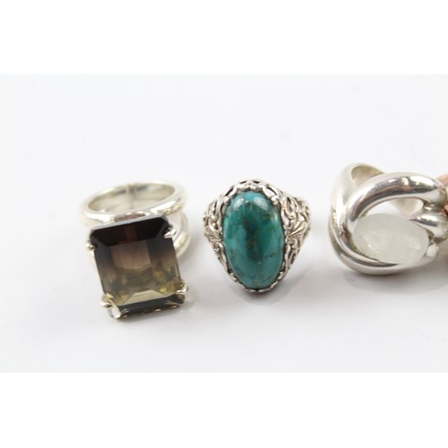 229 - A COLLECTION OF SILVER GEMSTONE COCKTAIL RINGS (5) Weight: 54gms